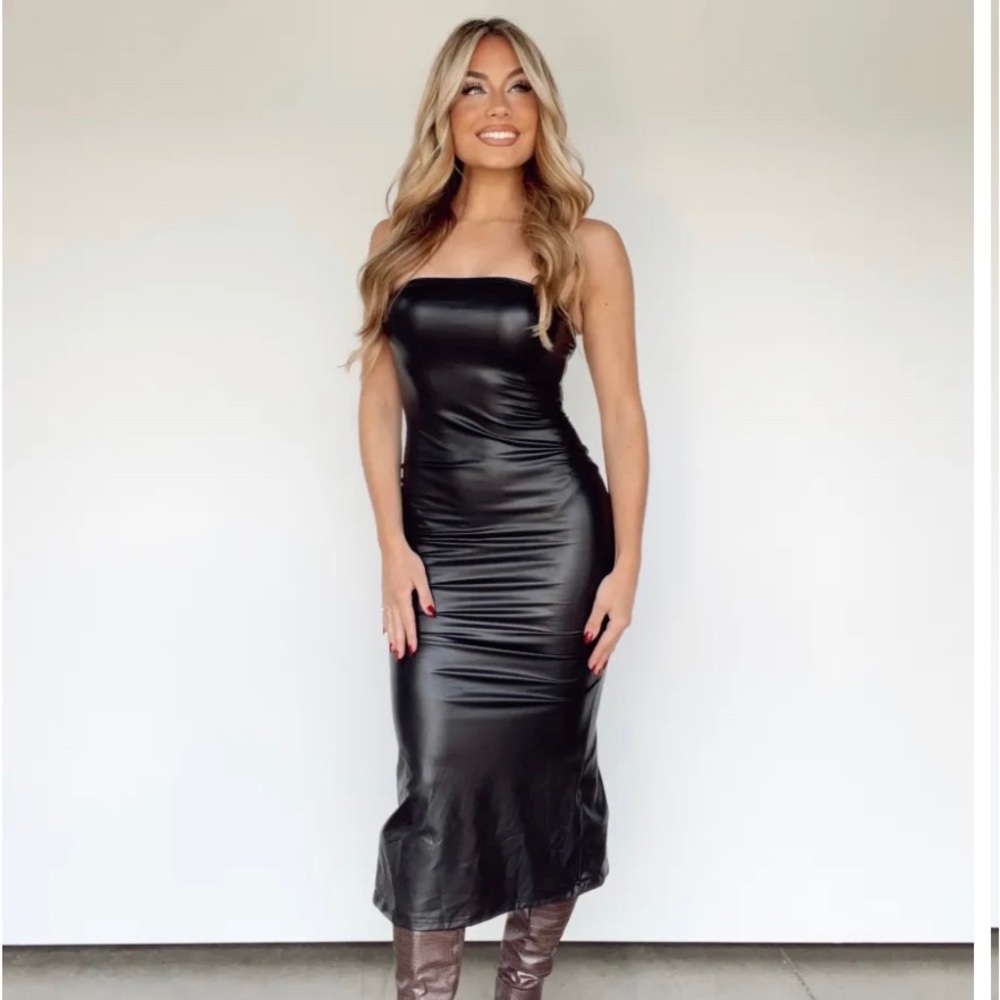Faux leather maxi dress size 6.